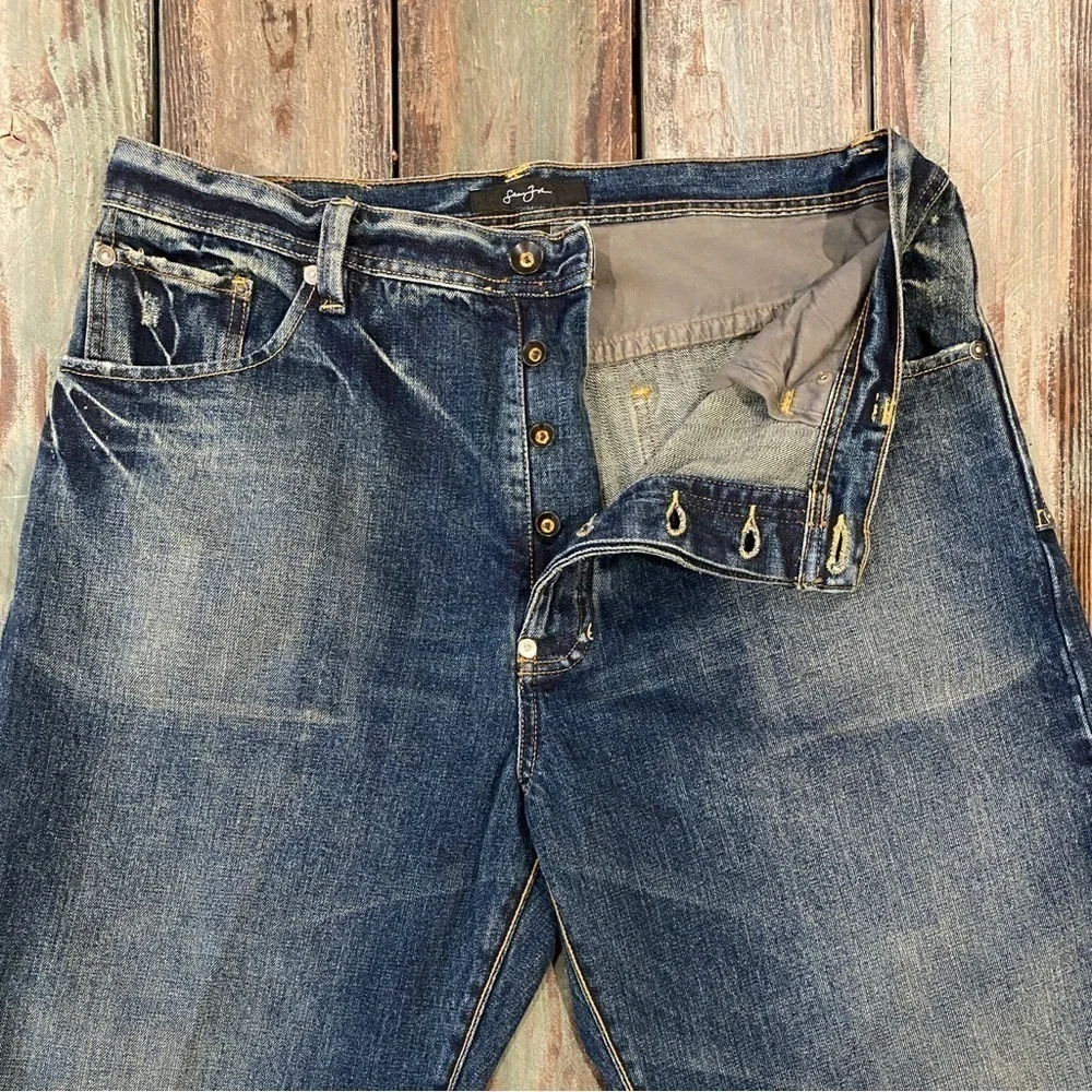 Sean John 36x32 VINTAGE Baggy Jeans Y2K Men’s Button Fly Logo Distressed